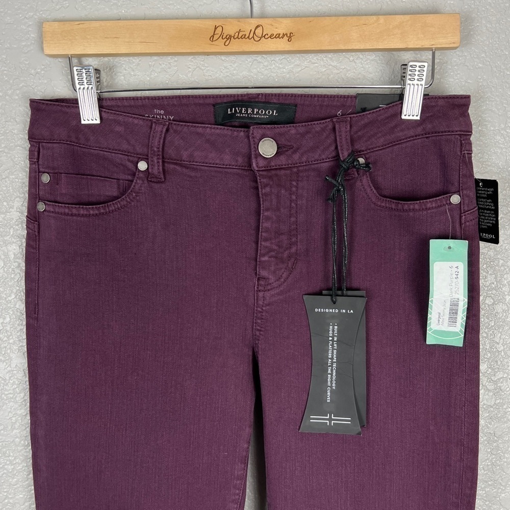 Liverpool NWT Adele Skinny Jean Potent Purple 6 Bold Dark Vamp Stretch Hugger - Picture 3 of 11